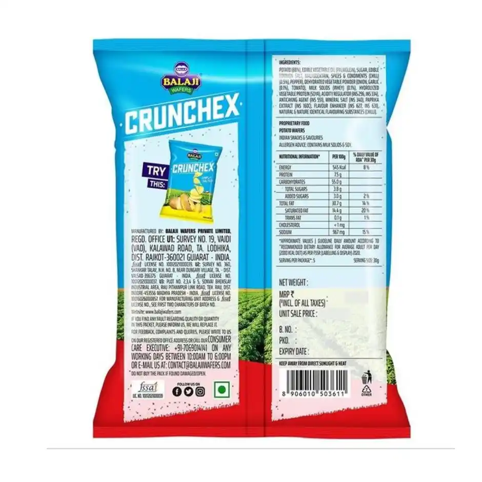 Balaji Crunchex Chilli Tadka Potato Wafers - Image 3