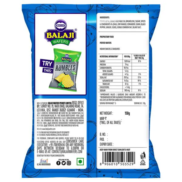 Balaji Crunchem Masala Masti Wafers - Image 3